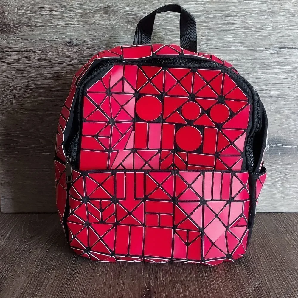 NEW Red & Black Geometric Backpack